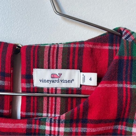 Vineyard Vines Womens Size 4 Christmas Tartan Plaid Holiday Red Wool Dress - Picture 7 of 11